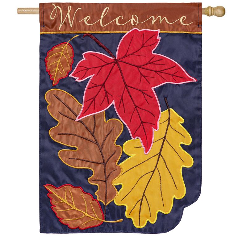 Fall Leaves On Navy House Flag